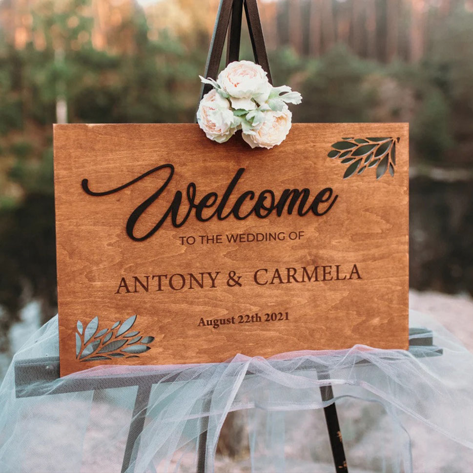 custom wooden sign for a wedding